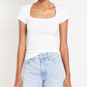 Old Navy Square-Neck Fitted Tee – White, Perfect Condition size small